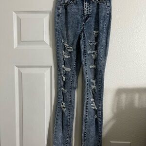 SO Blue Jeggings with Trendy Distressing